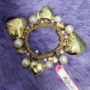 Betsey Johnson Velvet/Heart Locket Charm Bracelet